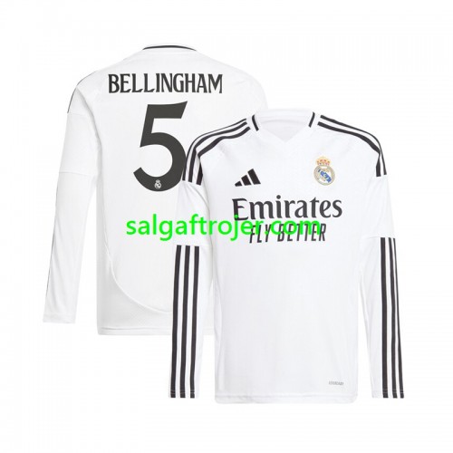Real Madrid Jude Bellingham 5 Fodboldtrøjer Hjemmebanesæt 2024/25 Langærmet Real Madrid Jude Bellingham 5 Fodboldtrøjer Hjemmebanesæt 2024/25 Langærmet